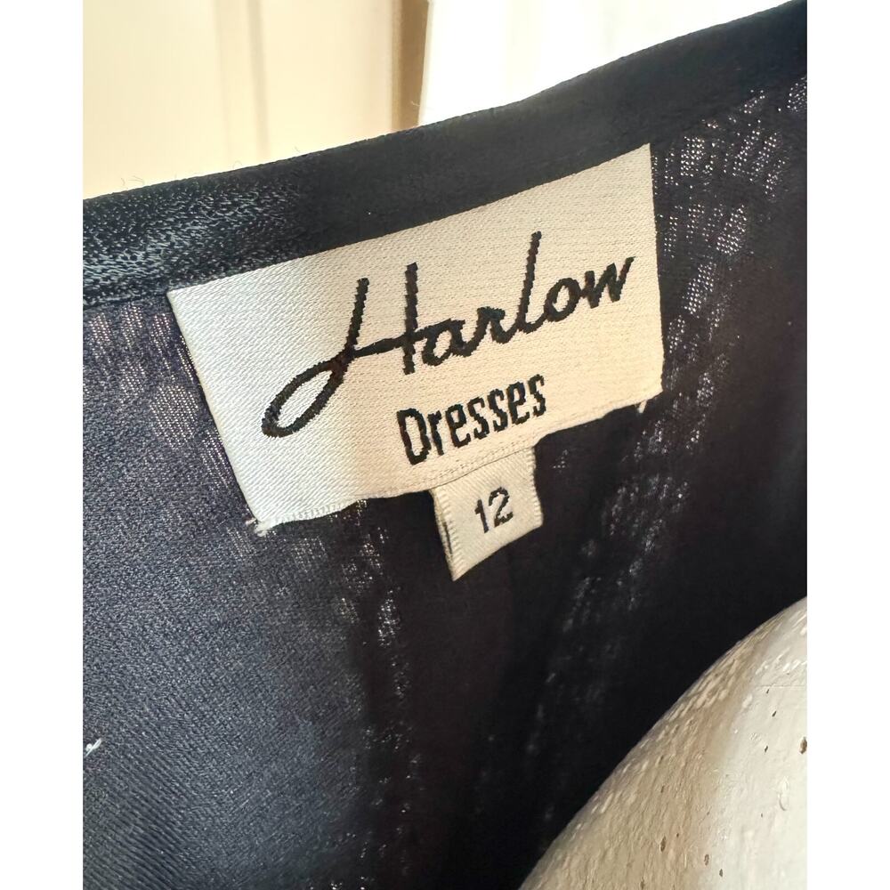 Harlow Vintage Women's Black Lace Cocktail Dress Sz 12 Long Sleeve Sheath Lined - Picture 3 of 7